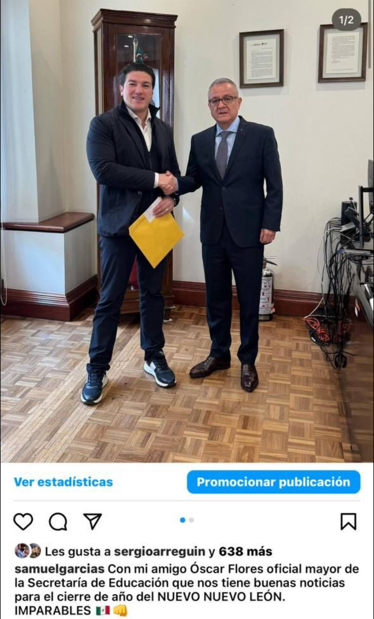 El gobernador de Nuevo León, Samuel García, presumió en sus redes sociales la reunión sostenida con el tlaxcalteca Oscar Flores Jiménez, funcionario federal, que representa su regreso oficial como titular del poder ejecutivo de su entidad.