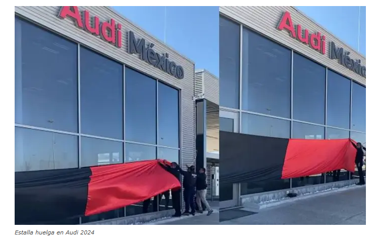 Banderas rojinegras cuelgan en Audi México: sindicato se va a huelga