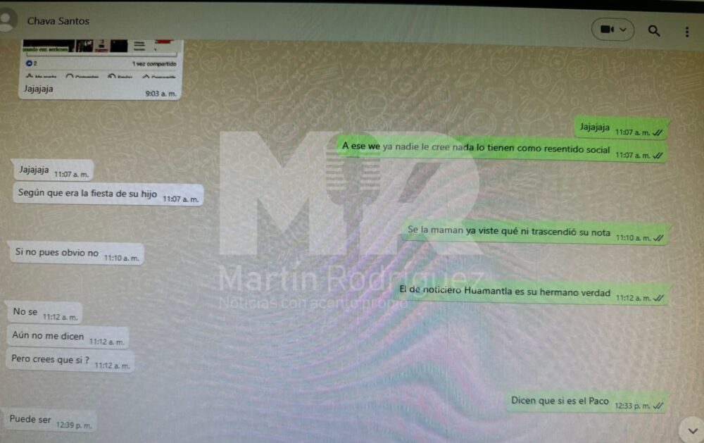 Esta es una de las conversaciones que miembros del cabildo de Huamantla sostienen, donde queda patente su prioridad por apoyar la reelección de Salvador Santos Cedillo, los negocios, los beneficios económicos que reciben, incluida la fuga de información del diputado Fabricio Mena Rodríguez.