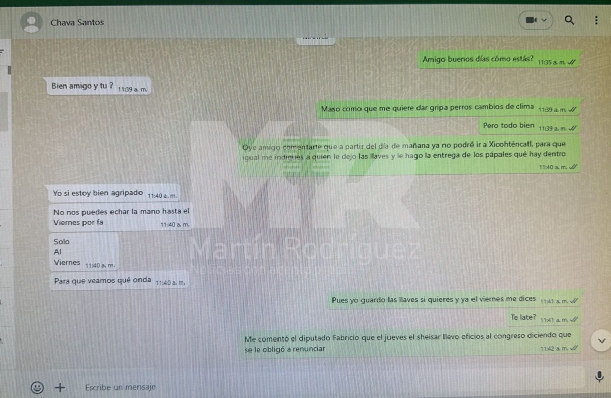 Esta es una de las conversaciones que miembros del cabildo de Huamantla sostienen, donde queda patente su prioridad por apoyar la reelección de Salvador Santos Cedillo, los negocios, los beneficios económicos que reciben, incluida la fuga de información del diputado Fabricio Mena Rodríguez.