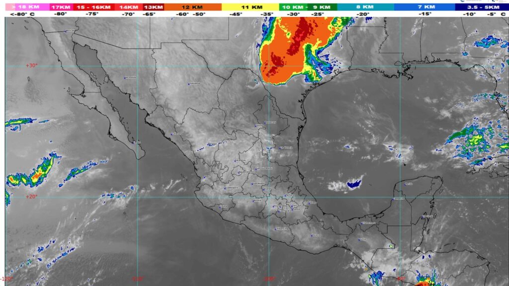 Frente frío 48 generará fuertes vientos, lluvias, caída de granizo y torbellinos en el norte del país