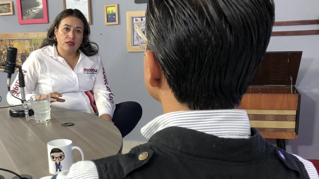 En la grafica: Blanca Angulo, candidata a la presidencia municipal de Chiautempan, por Morena.