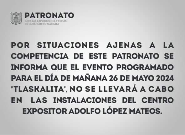 CEPC DETERMINA SUSPENDER EVENTO “TLASKALITA” EN EL RECINTO FERIAL