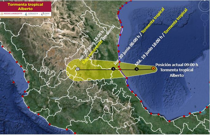 ¿Cuándo y dónde tocará tierra la tormenta tropical Alberto?