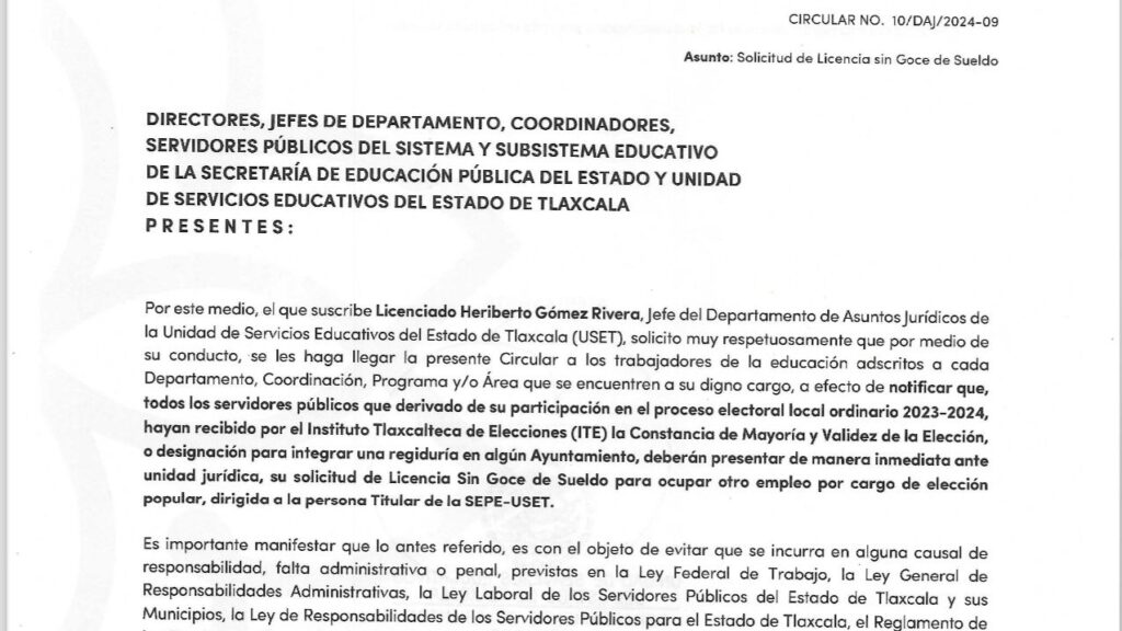 Solicita jurídico de SEPE licencias a personal electo en el PELO 2023-2024