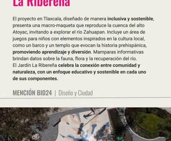 RECIBE ESPACIO LÚDICO AMBIENTAL “LA RIBEREÑA” MENCIÓN DE LA BID 2024