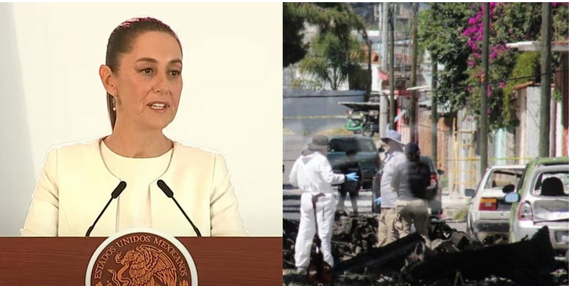 Sheinbaum niega narcoterrorismo tras explosión de coches bomba en Acámbaro y Jerécuaro