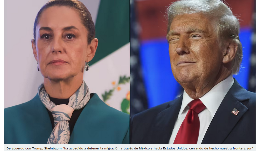 “Sheinbaum acordó detener migración a través de México y hacia EU” afirma Trump