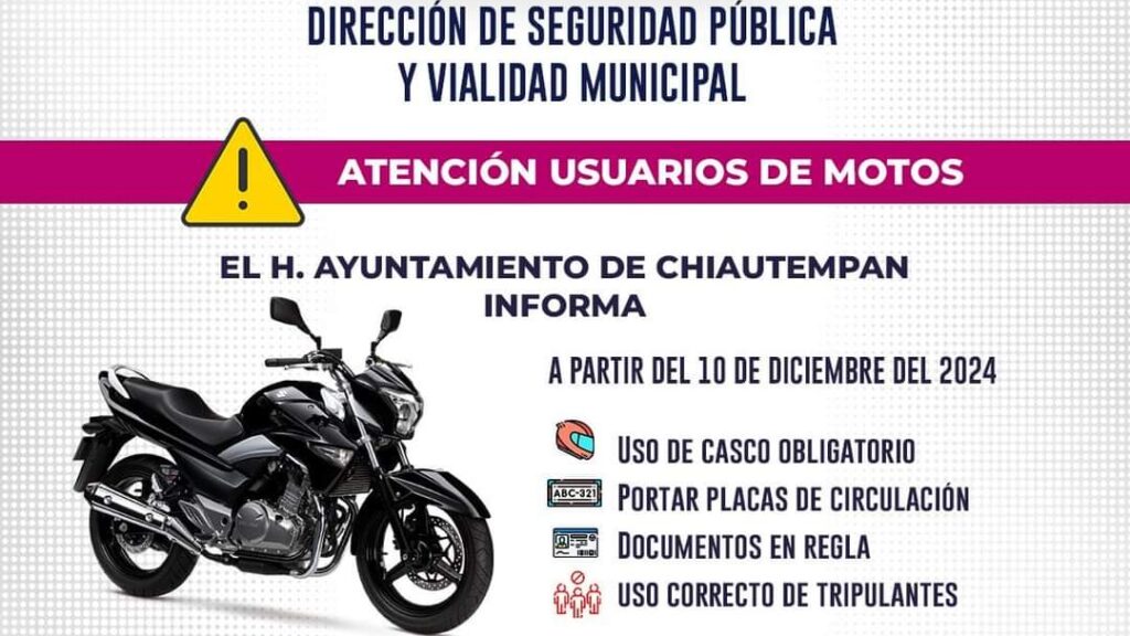 Lanza Chiautempan exhorto a motociclistas para que cumplan la ley