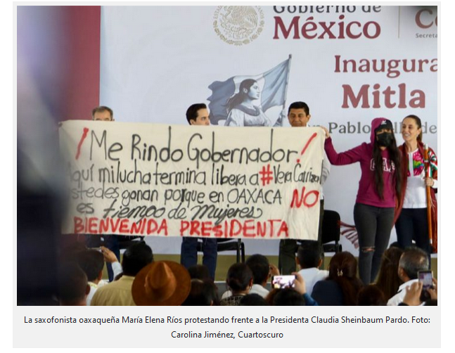 Ante Claudia, saxofonista carea a Gobernador de Oaxaca por soltar a su agresor