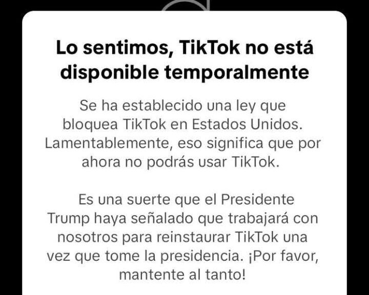TikTok deja su aplicación fuera del servicio para algunos usuarios estadounidenses antes de su prohibición