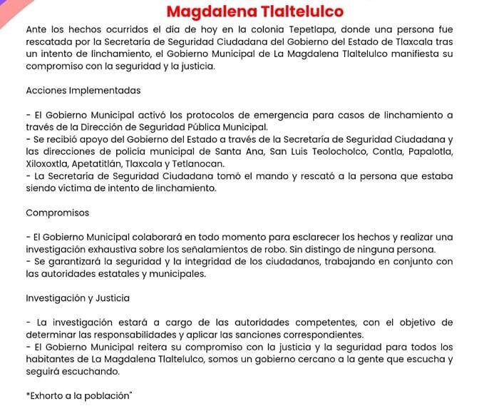 Gobierno de Tlaltelulco colabora en rescate tras intento de linchamiento; refuerzan llamado a denunciar delitos