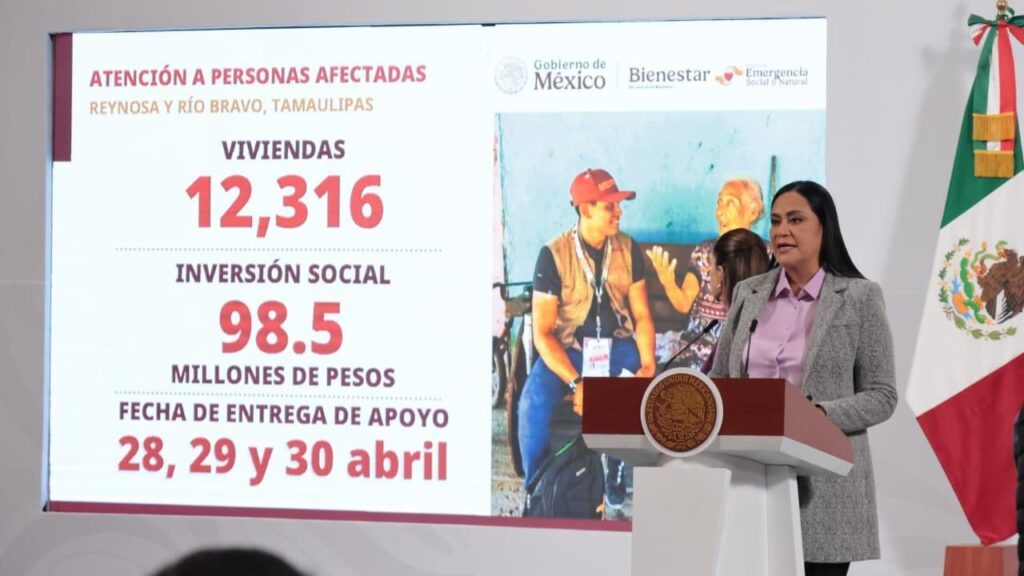 Gobierno de México destina 98.5 mdp para la atención de personas afectadas por las lluvias en Reynosa y Río Bravo, Tamaulipas