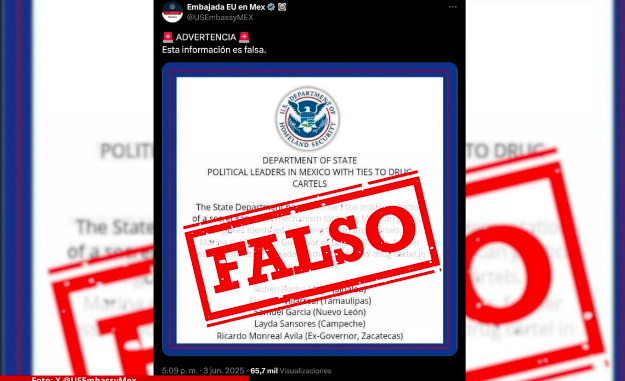 Desmiente Embajada de EU supuesta lista de políticos mexicanos ligados al narco