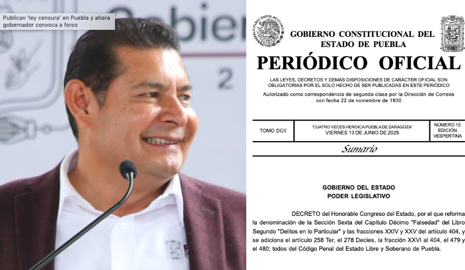 Publican ‘ley censura’ en Puebla y ahora gobernador convoca a foros