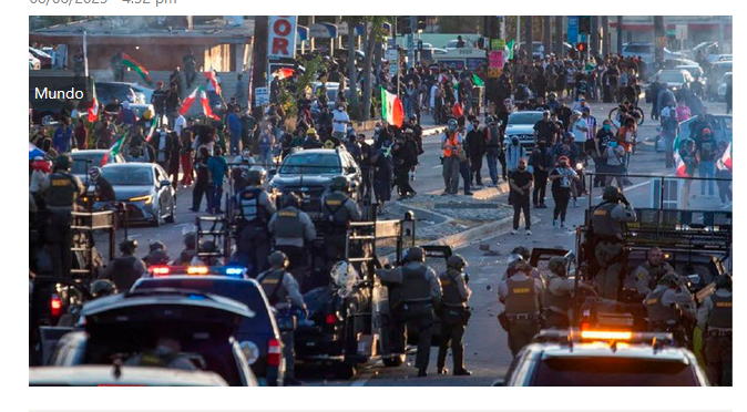 Las protestas en apoyo a migrantes en EU siguen. Soldados y policías aguardan