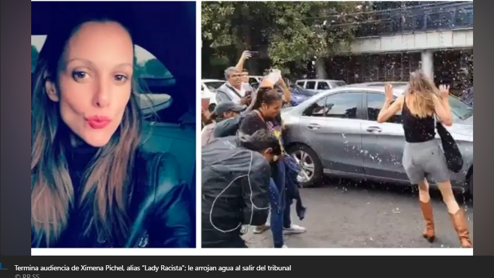 Termina audiencia de Lady Racista; le arrojan agua al salir
