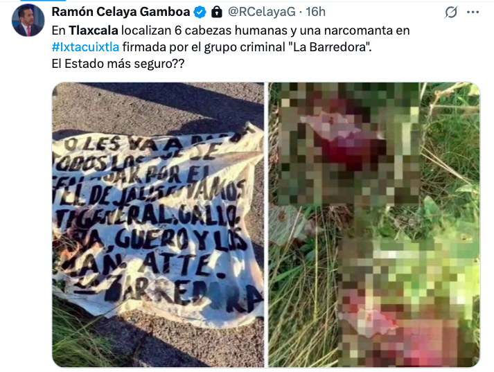 Celaya Gamboa bloquea su cuenta de X tras burlarse de la seguridad en Tlaxcala