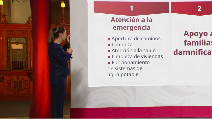 Sheinbaum presenta 4 ejes para atender emergencias por lluvias y entrega de 10 MDP en apoyos