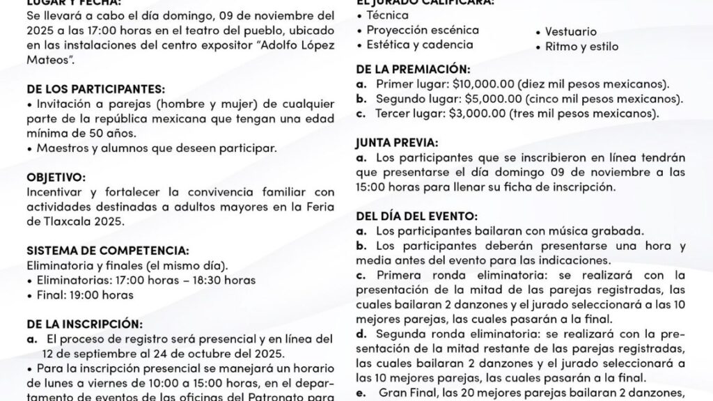 “LA FERIA DE FERIAS TLAXCALA 2025” INVITA A PARTICIPAR EN SUS CONCURSOS DE GATEO, DANZÓN Y CARRERA DE BOTARGAS