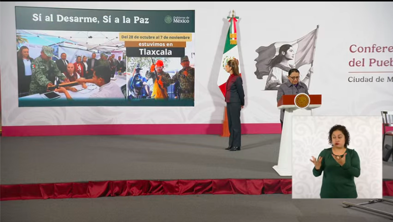 En la mañanera, Rosa Icela destaca avances de Tlaxcala en la estrategia nacional de paz y el programa “Sí al Desarme”