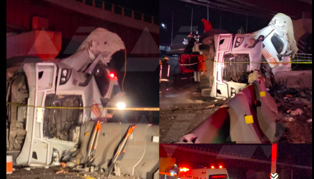 Muere operador de tráiler tras volcadura en El Molinito; su cuerpo quedó prensado