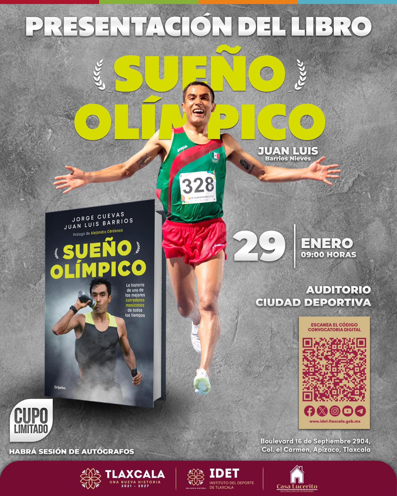 Juan Luis Barrios estará este día en Tlaxcala presentando su libro Sueño Olímpico. El escritor Jorge Cuevas no se guardó nada y Barrios Nieves permitió todo. Imagen: Milton Solís