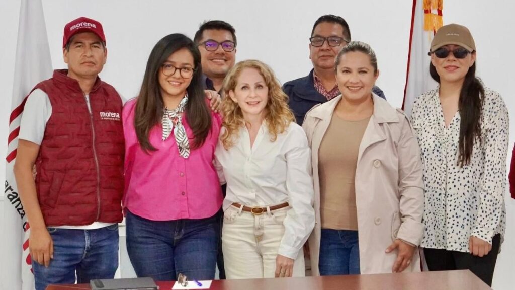 La presidenta estatal de Morena, Marcela González