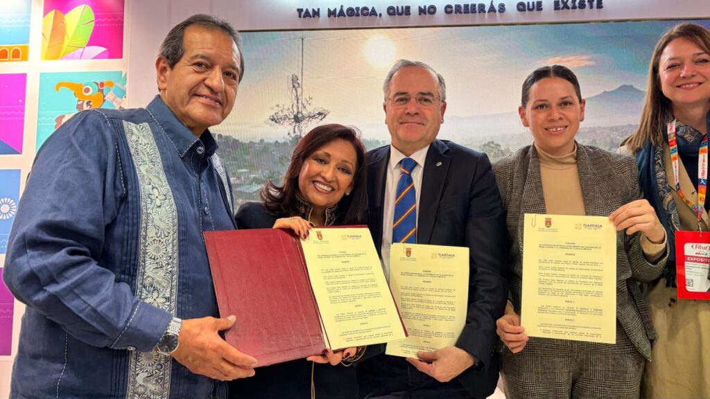 La gobernadora Lorena Cuéllar Cisneros firmó acuerdos de cooperación con cinco ayuntamientos españoles para fortalecer el intercambio cultural, el turismo comunitario y la preservación de tradiciones vivas compartidas, a fin de consolidar a Tlaxcala como referente cultural y turístico internacional y fortalecer la diplomacia cultural con España.