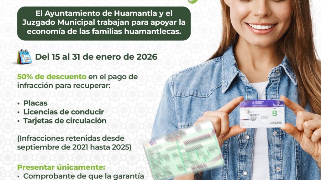 Esta campaña estará vigente del 15 al 31 de enero de 2026 y permitirá a la ciudadanía recuperar garantías retenidas por infracciones de tránsito realizadas desde septiembre de 2021 hasta el año 2025, otorgando un 50% de descuento en el pago de la infracción correspondiente.