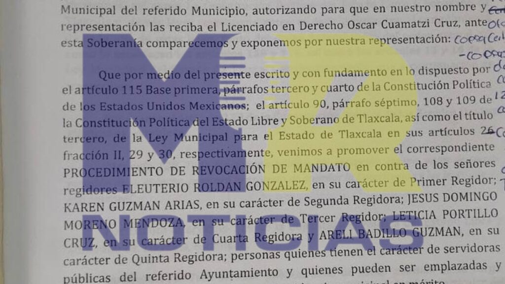 Alcaldesa pide revocación de mandato de 5 regidores