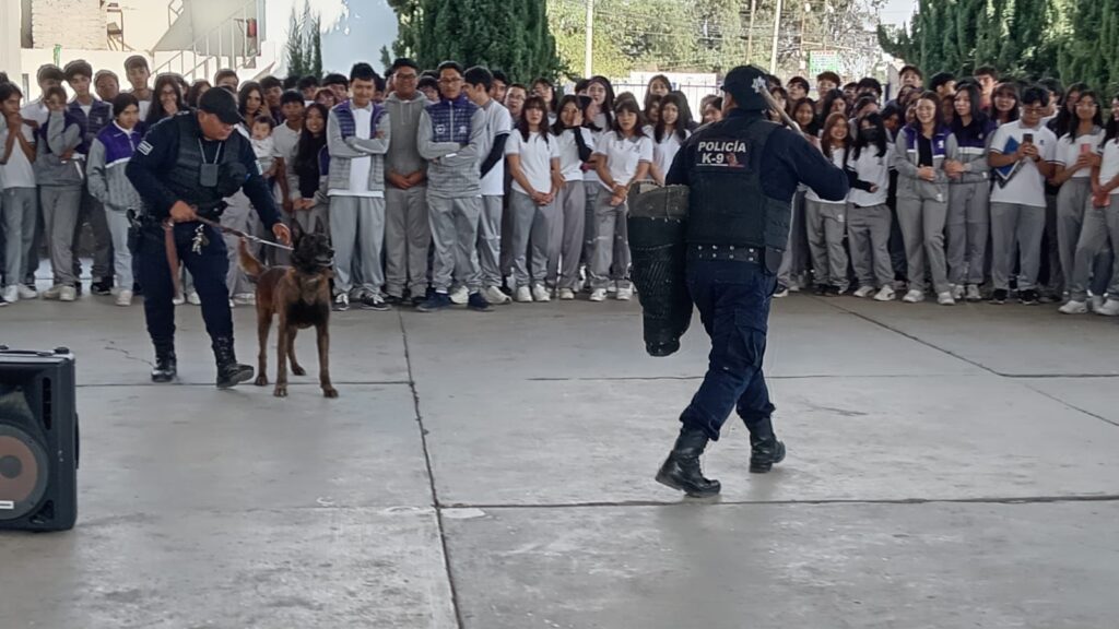 Seguridad Pública de Huamantla fortalece la proximidad social con demostración canina en COBAT 02
