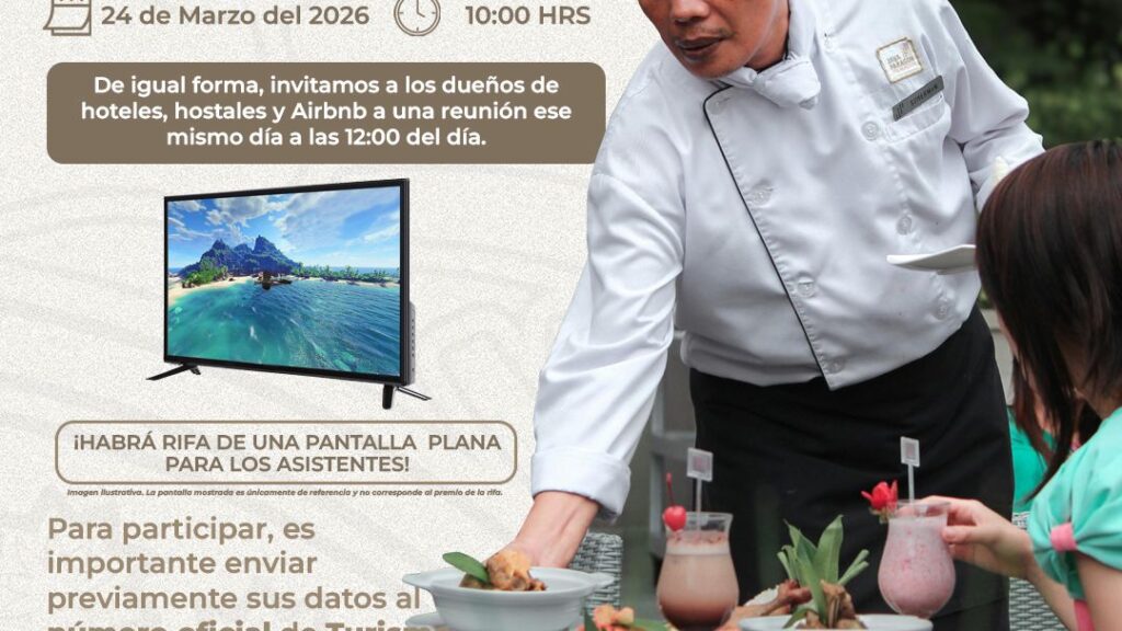 El Gobierno Municipal de Huamantla, a través del área de Turismo, convoca a prestadoras y prestadores de servicios turísticos a participar en reuniones de trabajo este próximo martes 24.