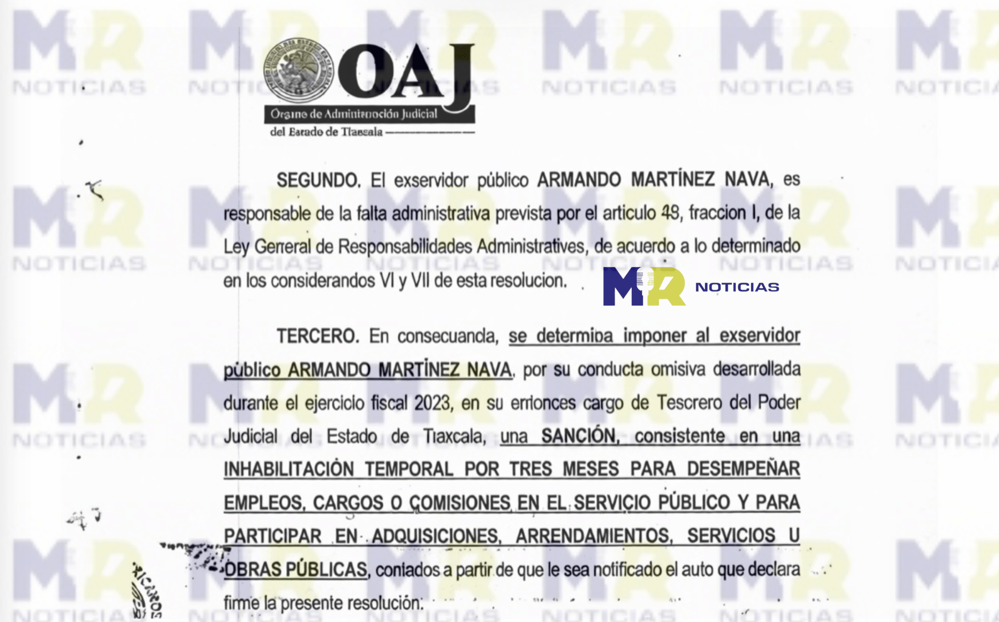 Con 3 meses de inhabilitación fue castigado extesorero que causó daño de 4.5 mdp