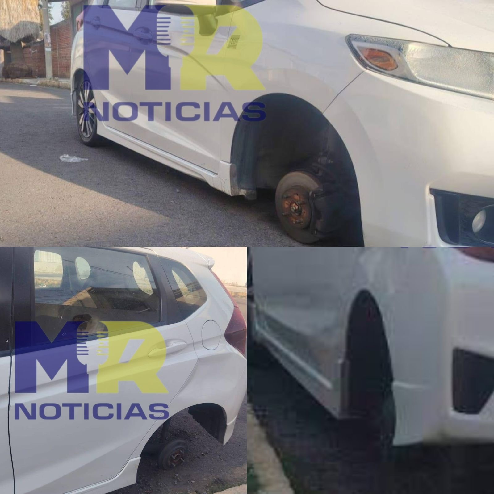 Imparables los robos en la capital, dejan sin llantas a automóvil