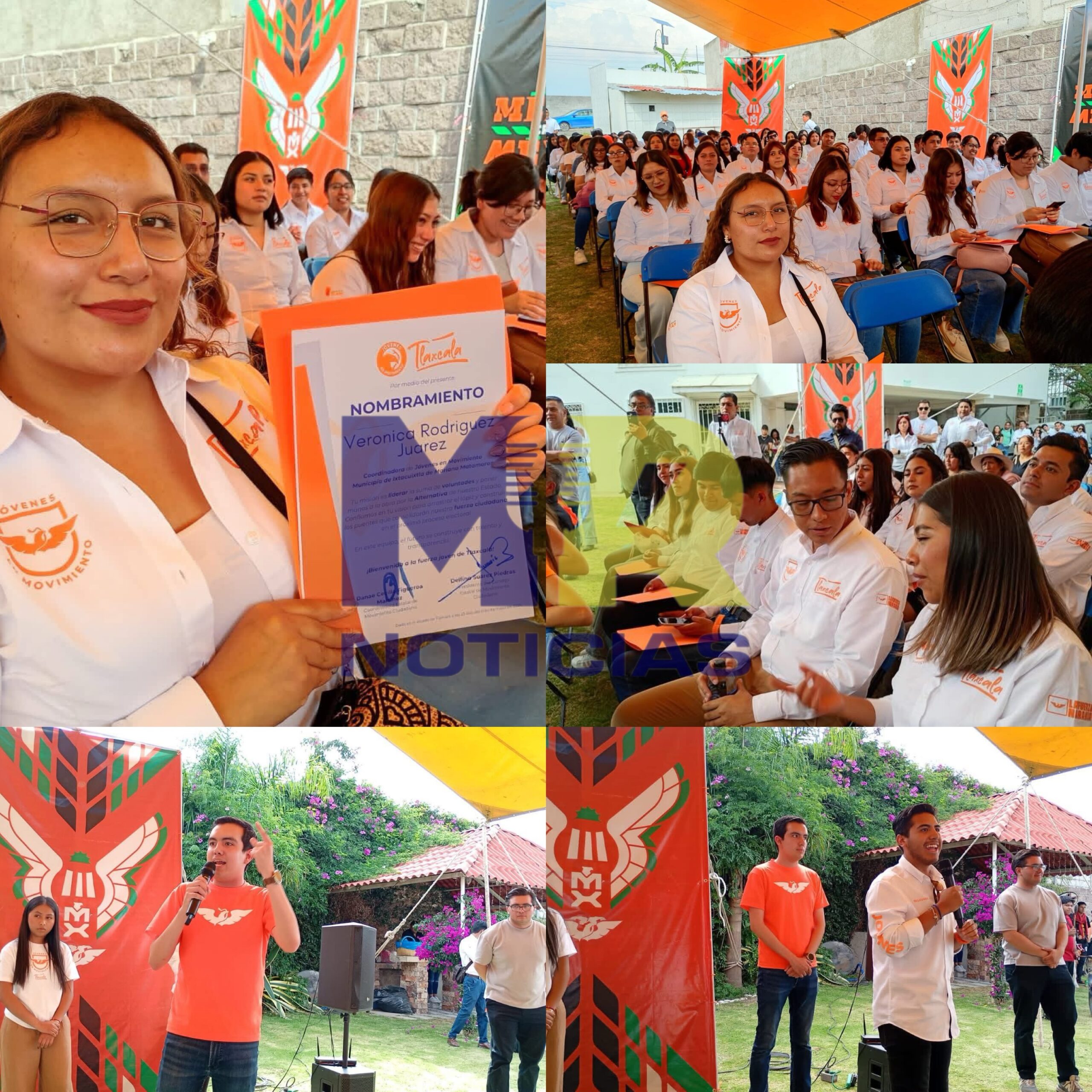 Jóvenes en Movimiento se reúnen en la coordinación denominada Casa Naranja en Tlaxcala para ser instruidos en la socialización y concientización de más tlaxcaltecas