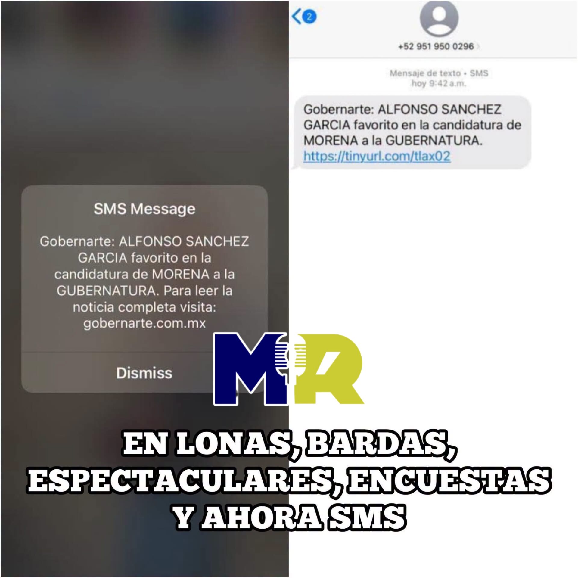 Ni las bardas fueron suficientes, ahora van por SMS a favor de Alfonso