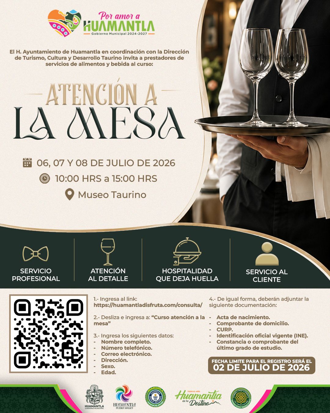 HUAMANTLA IMPULSA LA PROFESIONALIZACIÓN DEL SECTOR GASTRONÓMICO CON CURSO DE ATENCIÓN A LA MESA