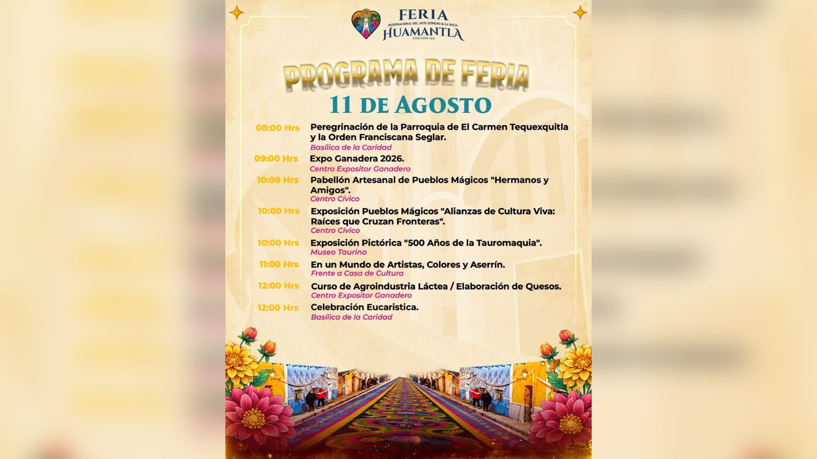 Este 11 de agosto, la Feria de Huamantla continúa con tradición, sabores y grandes momentos