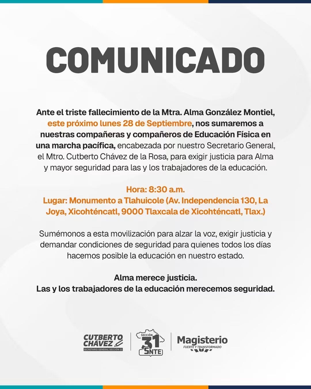 Trabajadores de USET denuncian restricciones para marchar y exigir justicia por docentes asesinados